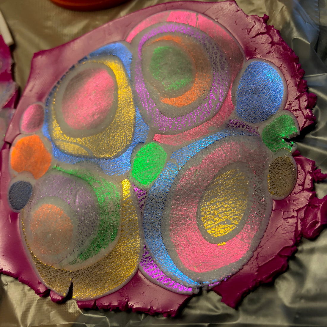 Make a Mokume Gane Veneer using colored metal foils and polymer clay