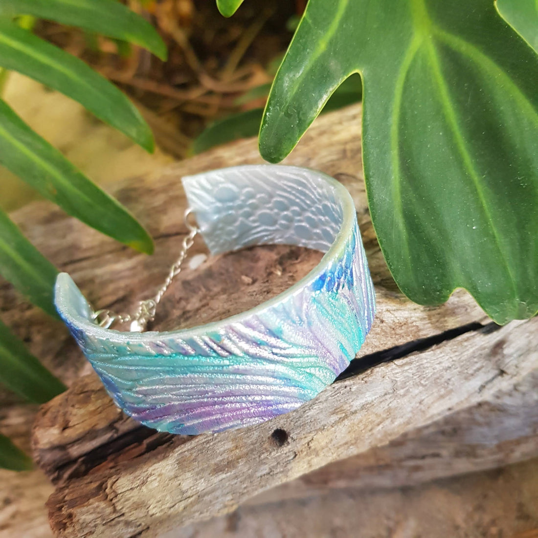 Make this Beachy Tidepool Cuff Polymer Clay Bracelet!