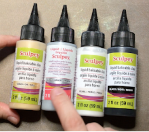 New Explorations with Sculpey Liquid Bakeable Clay Clear White Gold Silver