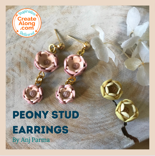 Make Spring Peony Flower Polymer Clay Earrings