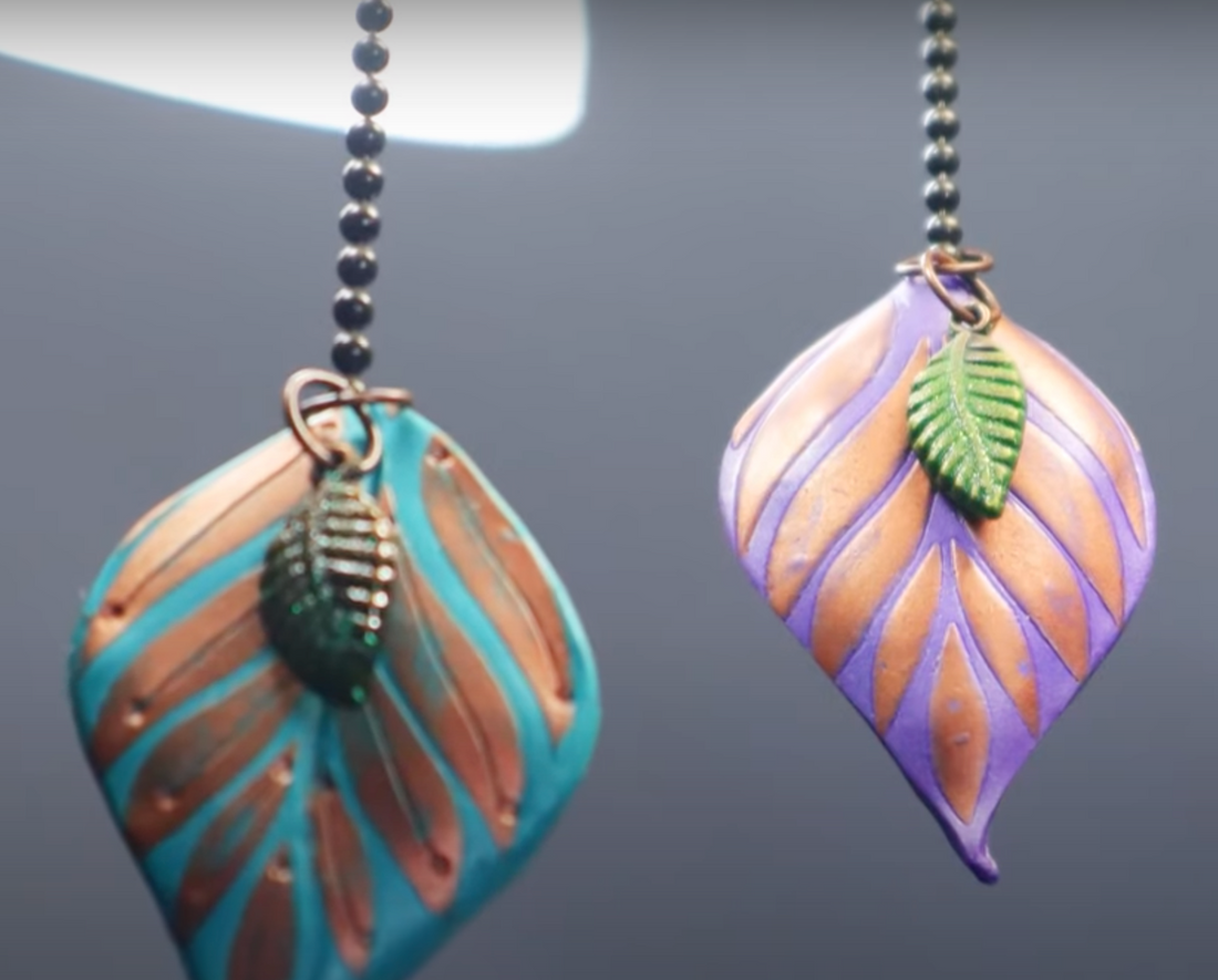 Create a polymer clay fan pull featuring stencil and paint techniques