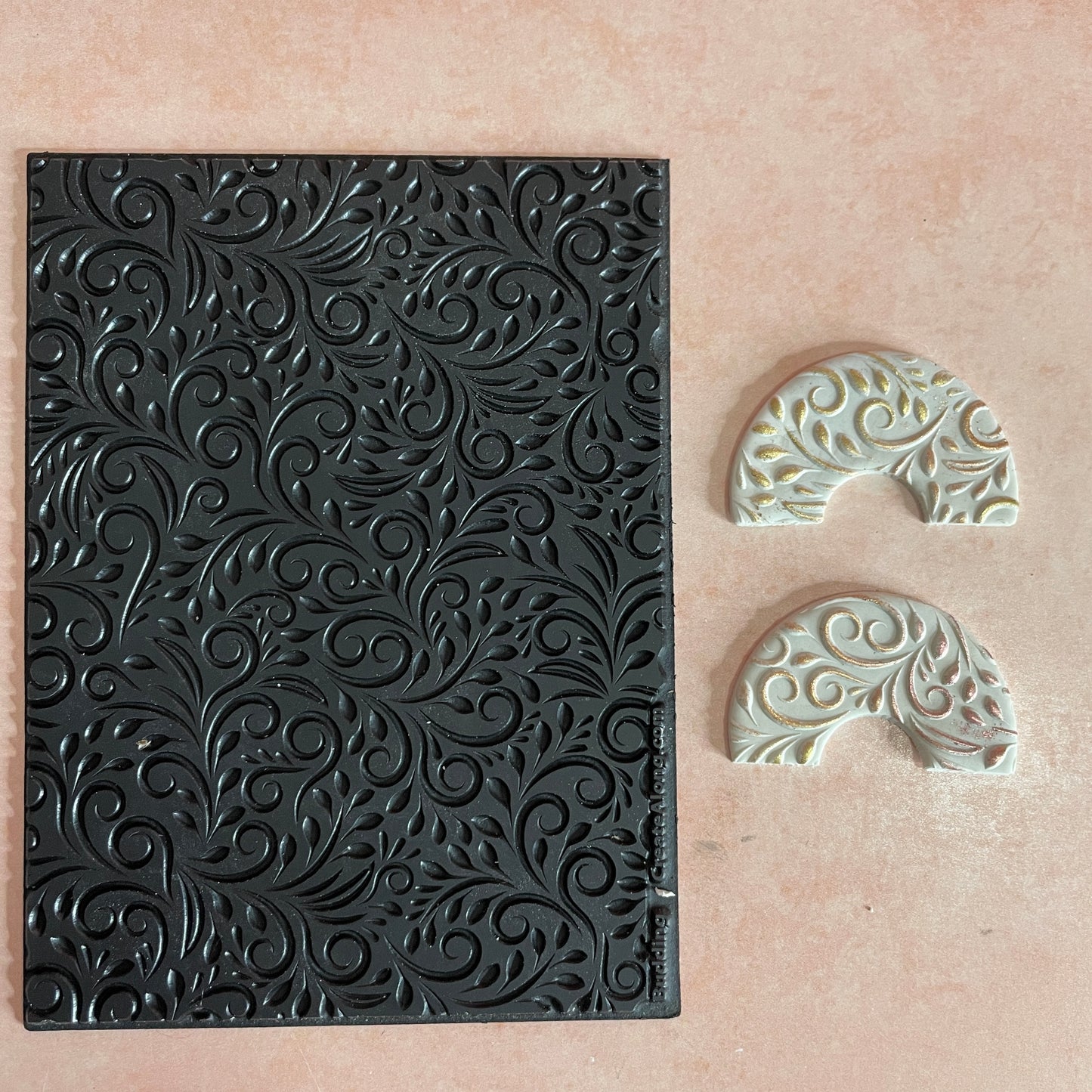 Budding Swirling botanical Rubber Stamp Texture Sheet Mat (medium)