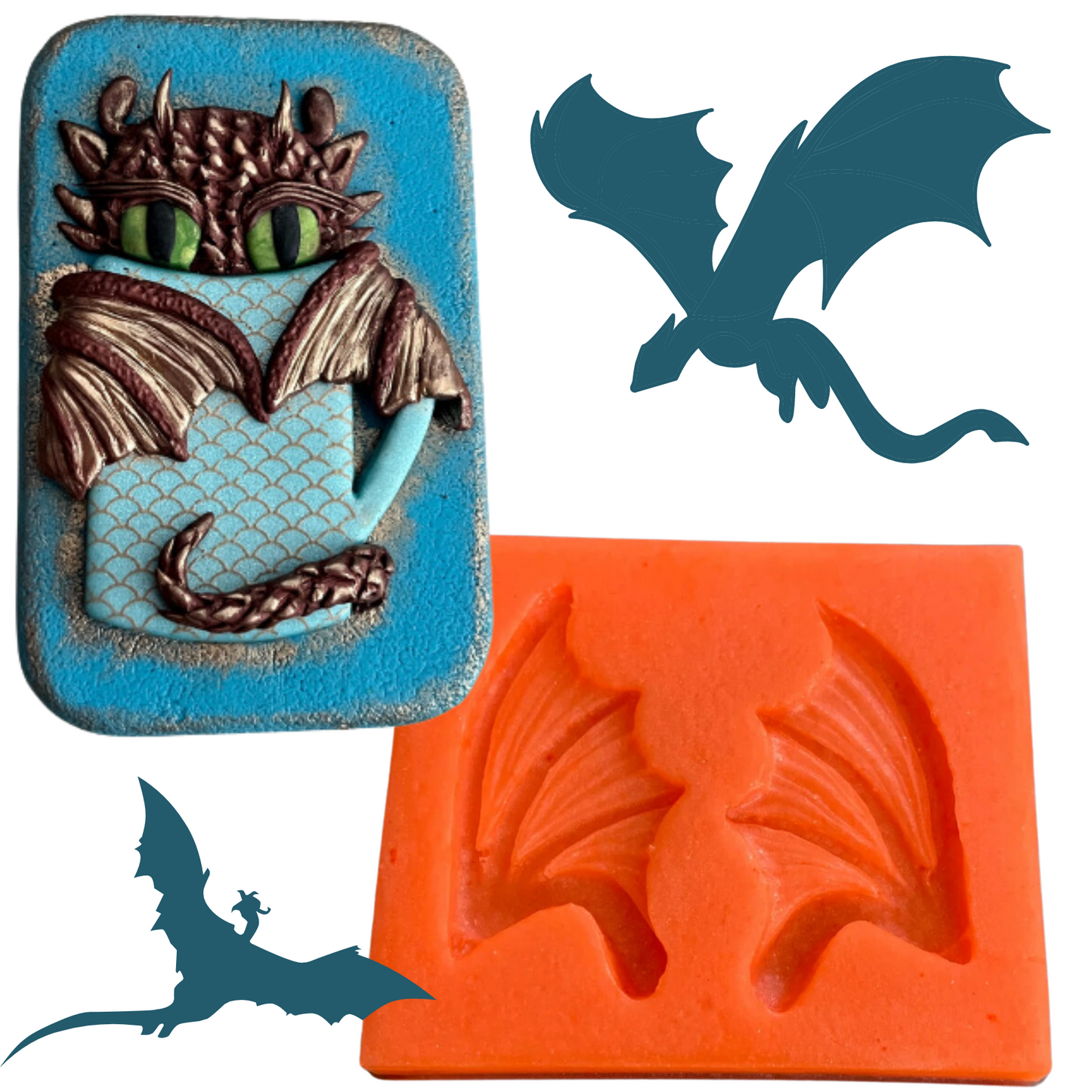 Dragon Bat Devil Wings silicone mold polymer clay UV resin earrings crafting