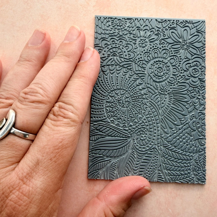 Spiral Snails Texture Mat rubber Stamp for polymer clay paper Gelli plate and resin ZIA