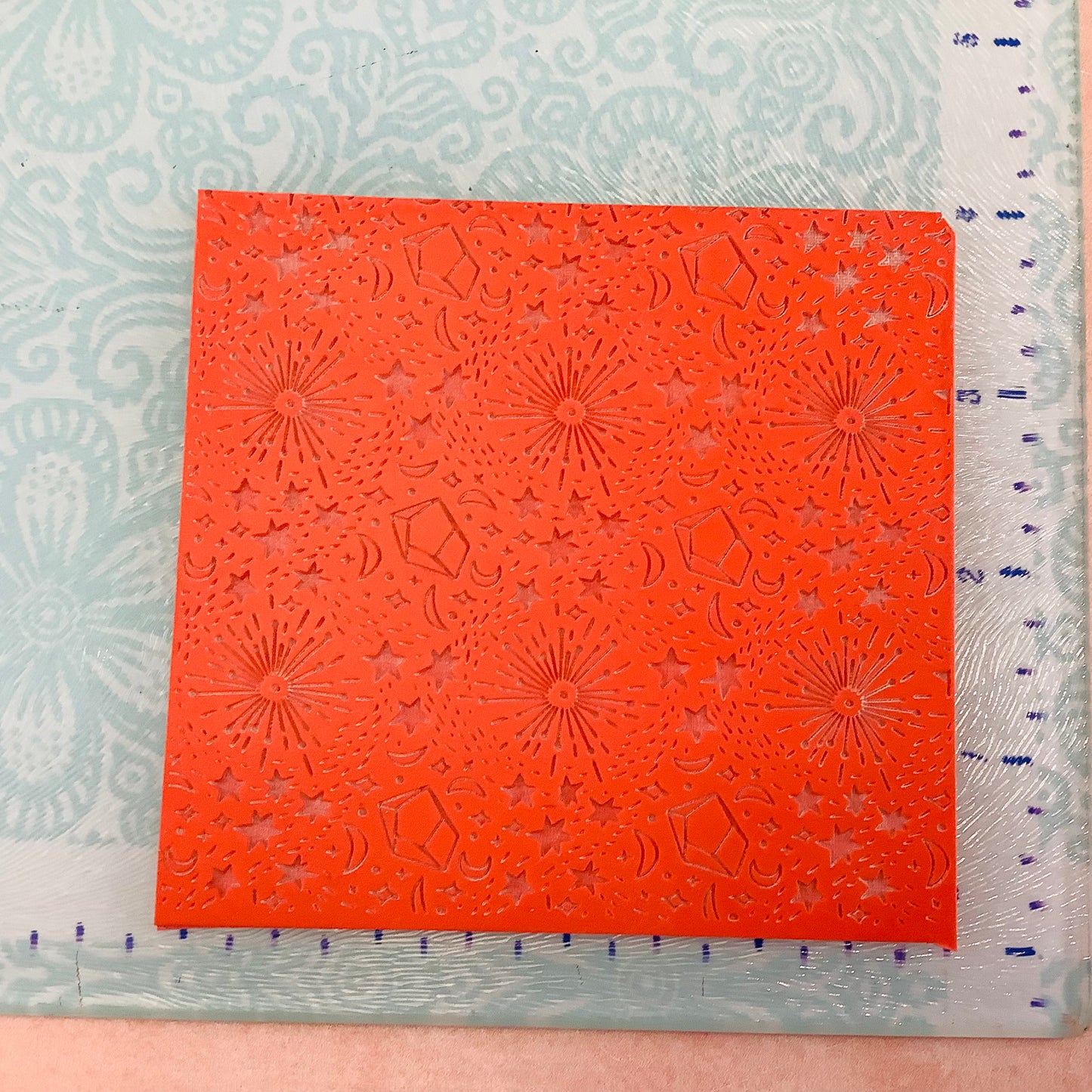Esoteric Starshine Rubber Stamp Texture Sheet Mat for polymer clay metal clay mixed media art