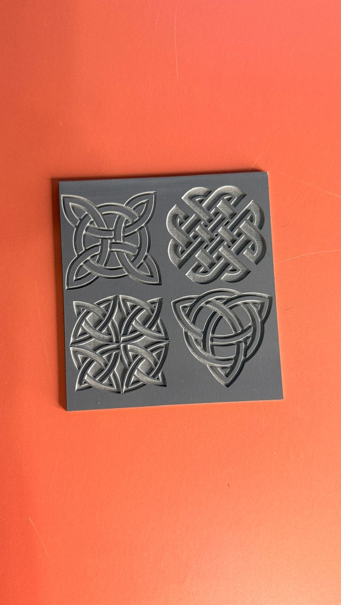 4 Celtic Knots polymer clay rubber stamp texture sheet