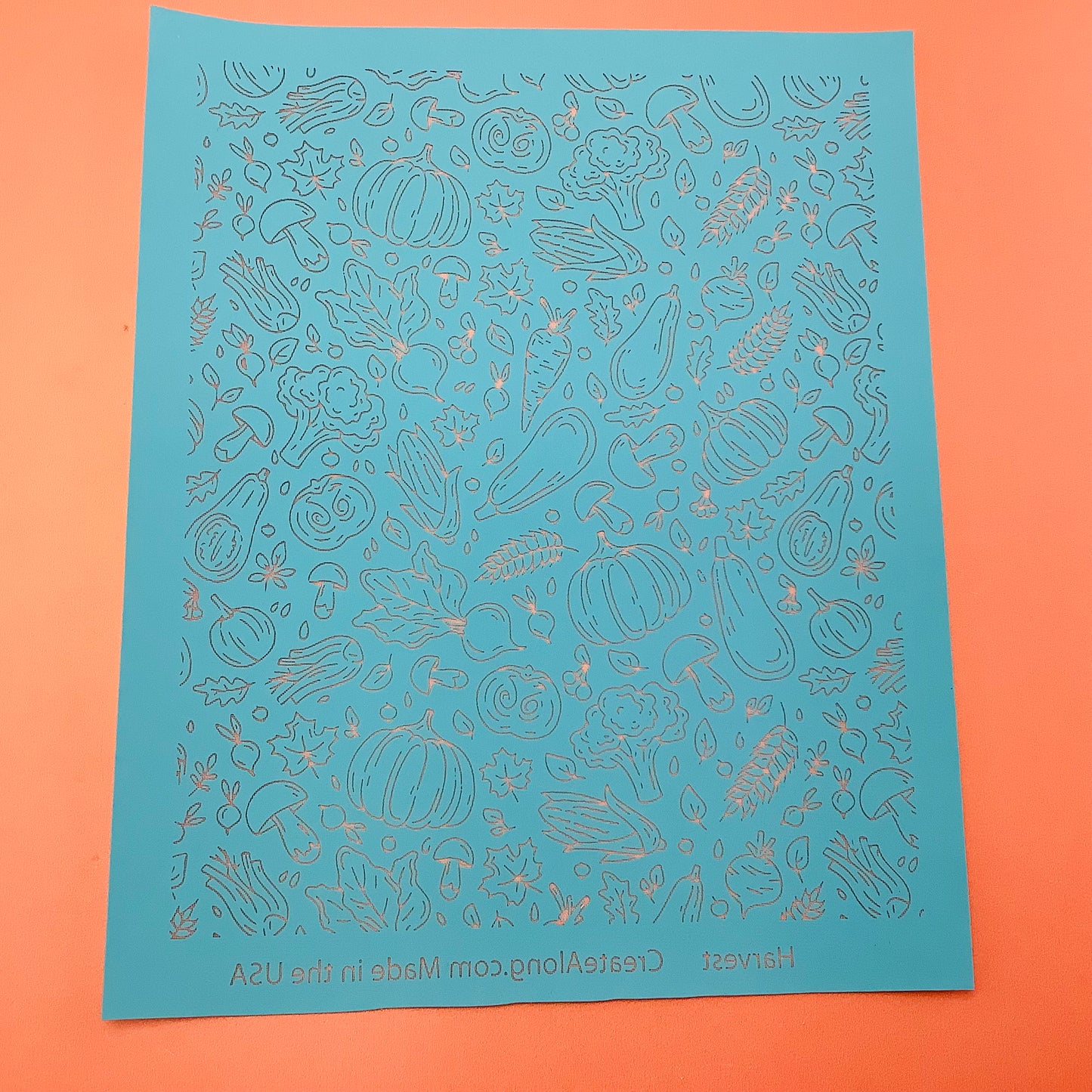 Harvest Silkscreen pumpkins gourds corn mushrooms clay stencil