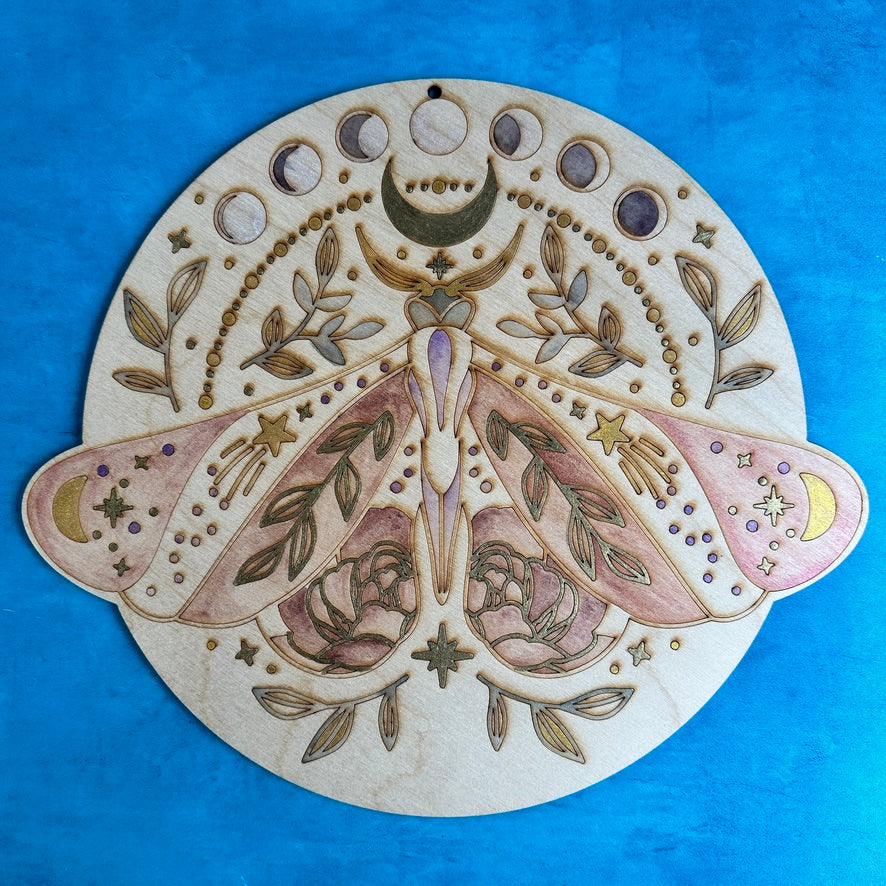 Mystical Moon Moth paint your own wood canvas