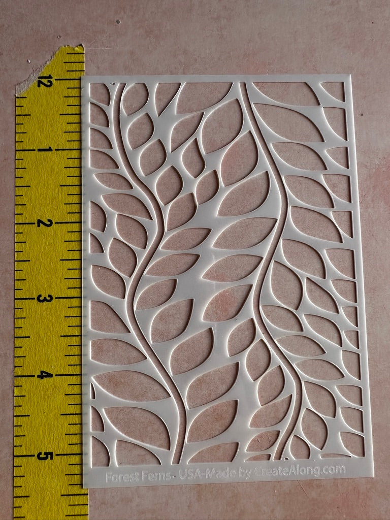 Forest Ferns botanical leaf polymer clay stencil texture sheet - Create Along