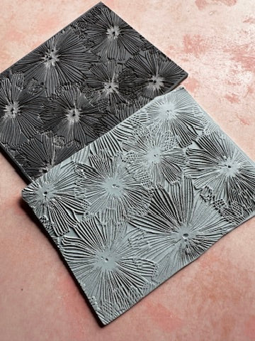 Wishing Flower Polymer Clay Rubber Stamp Texture Sheet Mat - Create Along