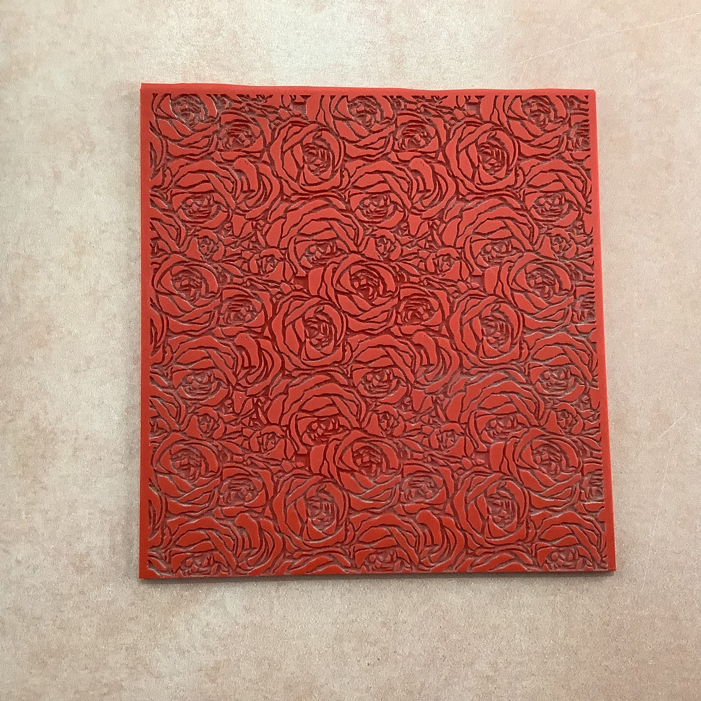 Roses Boho Rubber Stamp Polymer Clay Texture Sheet Mat | rose stamp