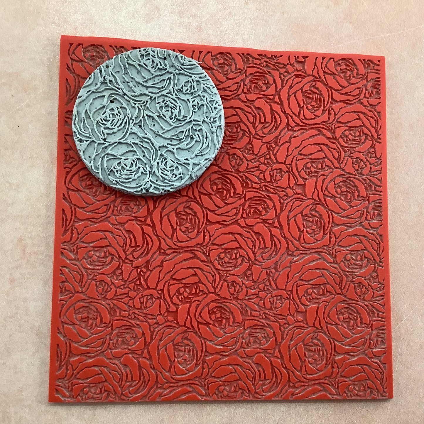 Roses Boho Rubber Stamp Polymer Clay Texture Sheet Mat | rose stamp