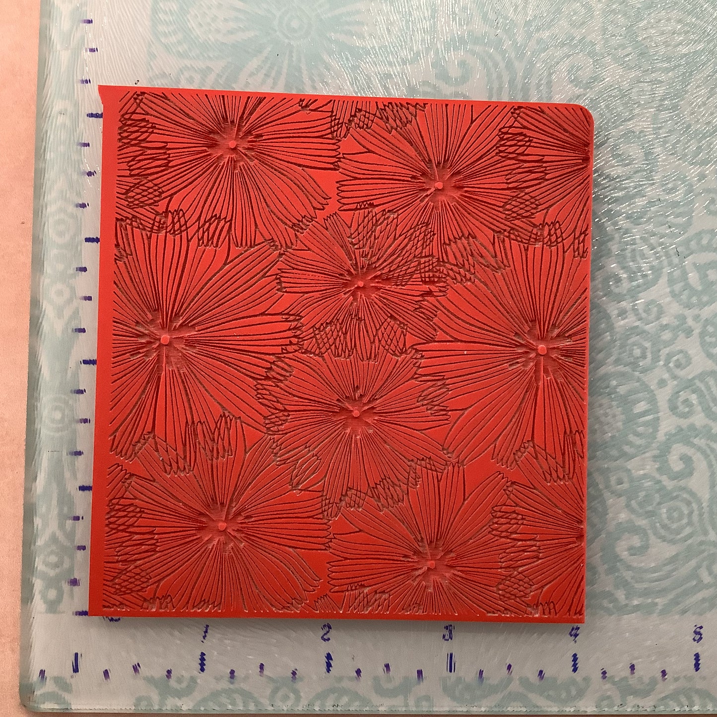 Wishing Flower Boho Rubber Stamp Texture Sheet Mat for polymer clay metal clay mixed media art