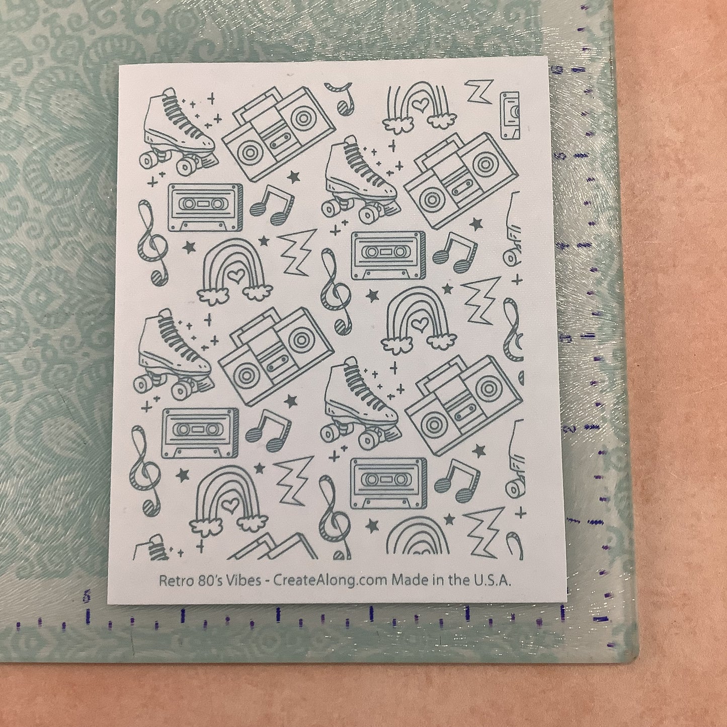 Retro 80’s Vibes polymer clay Silkscreen stencil roller skates music boom box