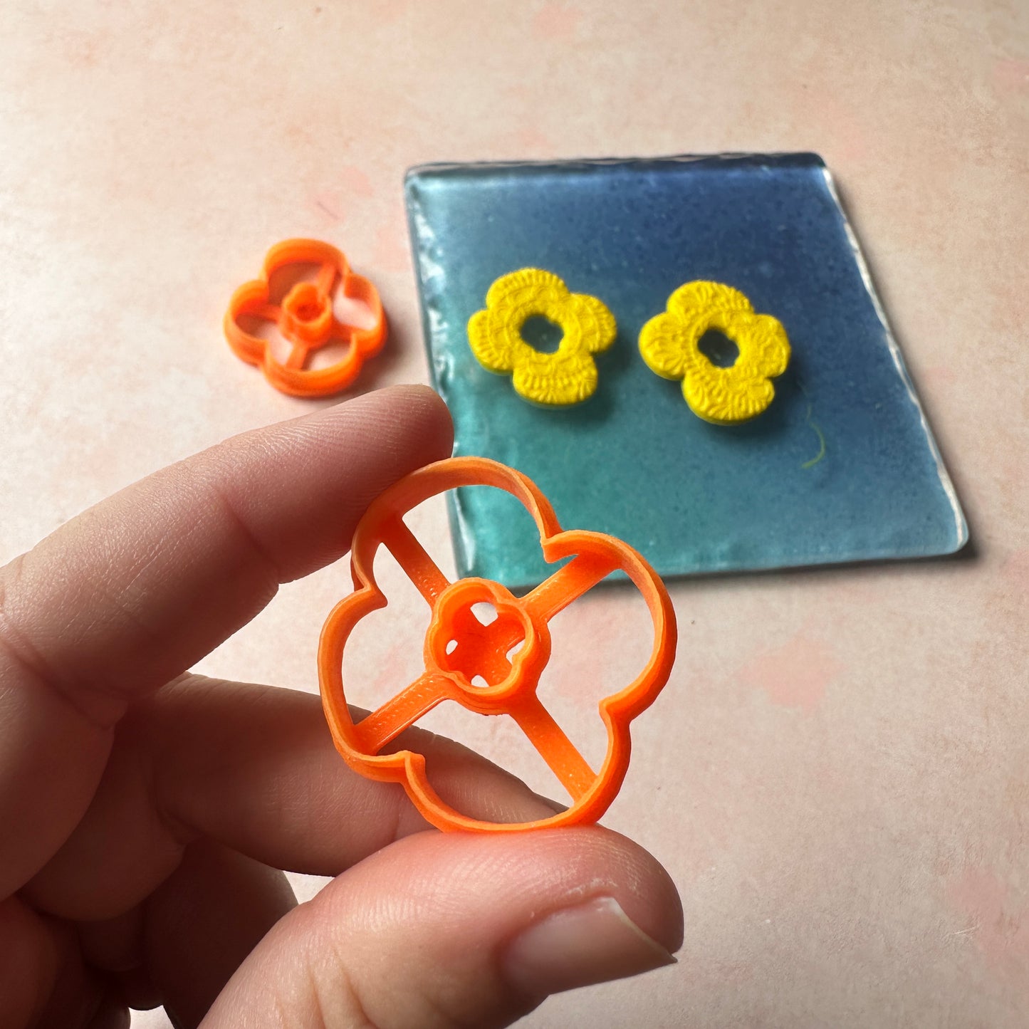 Marsha mirrored flower earring dangle donut polymer clay cutter set