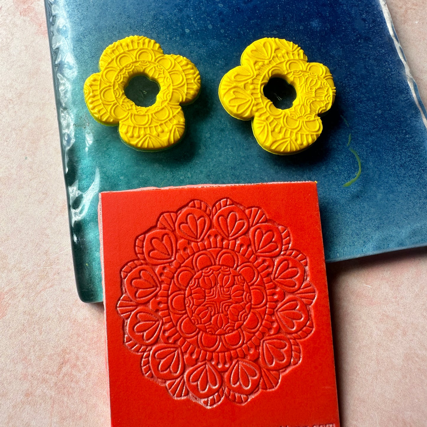 Marsha mirrored flower earring dangle donut polymer clay cutter set