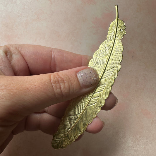 Feather Deco embossed metal bookmark
