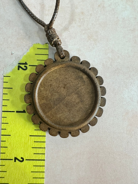 Wood Pendant Cabochon Base Blank with scalloped edge