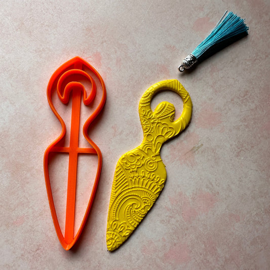 Clay bookmark Cutter Goddess | polymer clay bookmark cutter