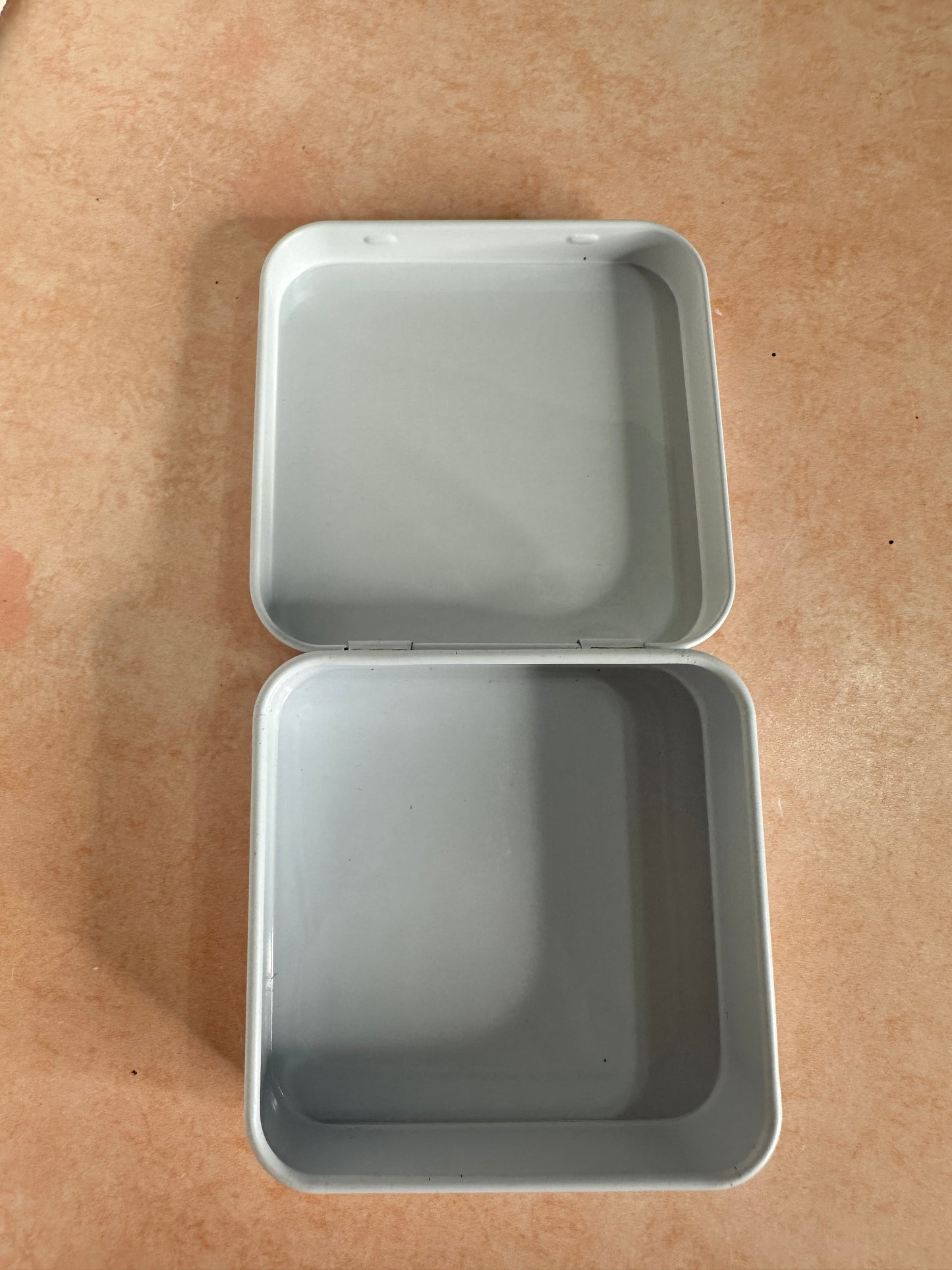 White flip top tin square coverable polymer clay art