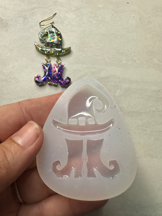 Witch Hat and Cute Shoes silicone mold for UV resin, liquid mediums, polymer clay charms Halloween