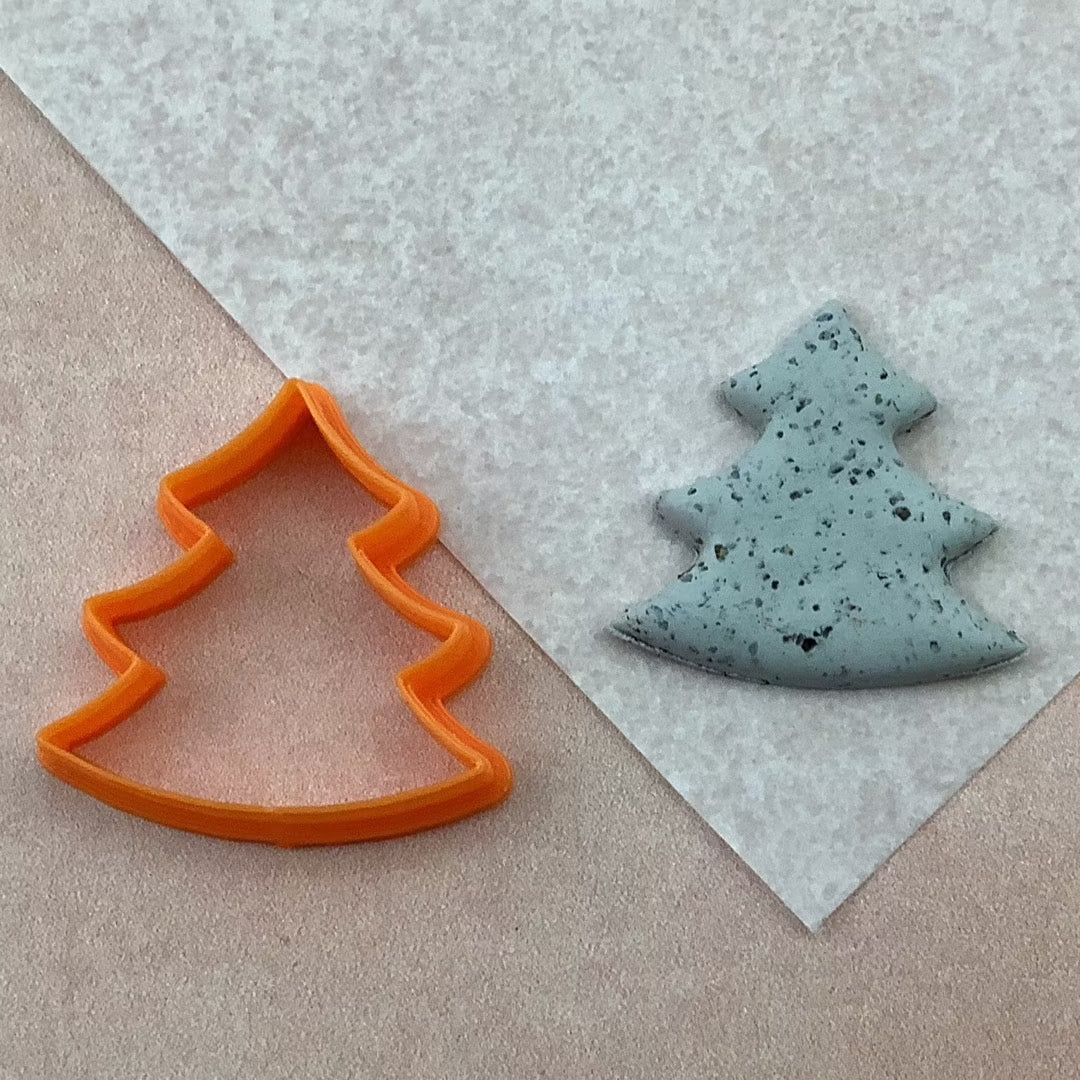 Swoop Christmas Tree polymer clay cutter | tree clay earring cutter