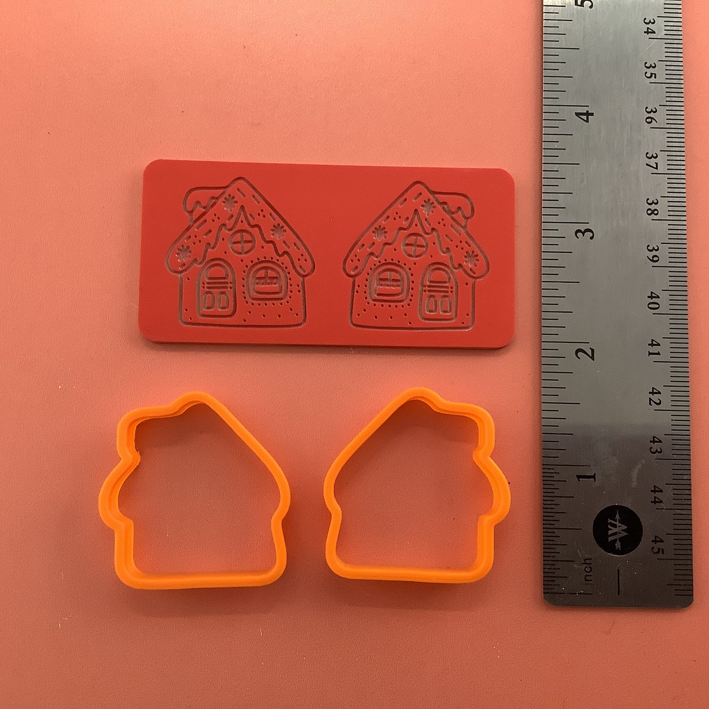 Gingerbread House clay Cutters and Stamp set # 3 mirrored pair