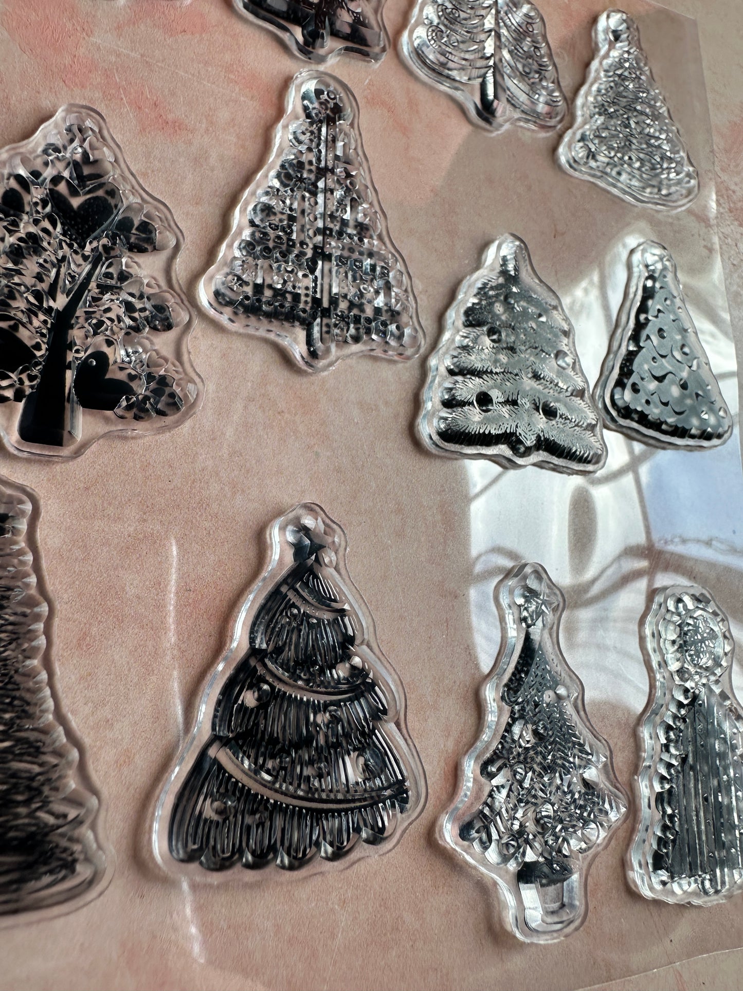 Tiny Trees clear polymer clay Christmas stamp
