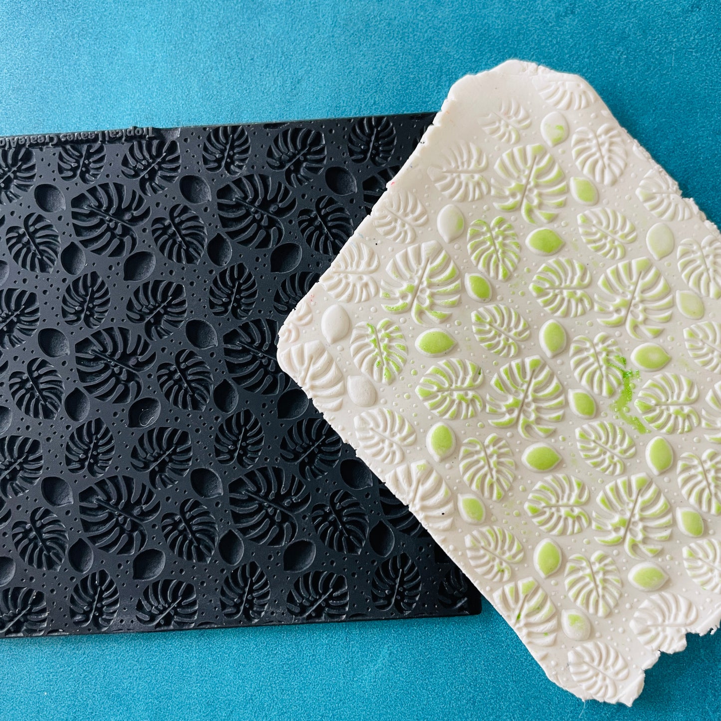Tropical Leaves Monstera Rubber Stamp small Texture Sheet Mat
