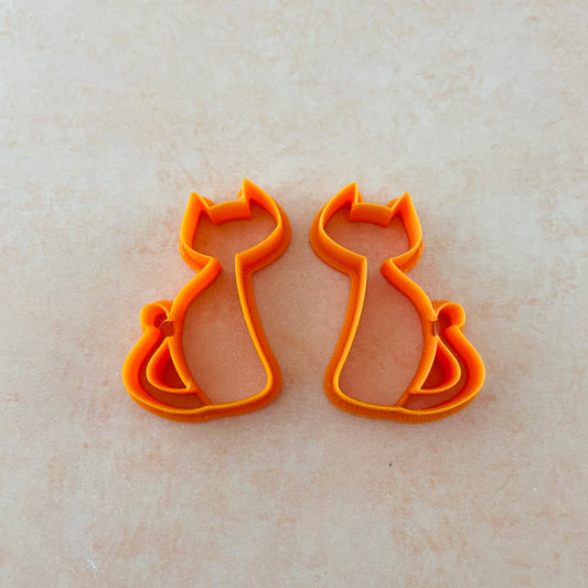 Sitting Cat earrings mirrored polymer clay cutter set