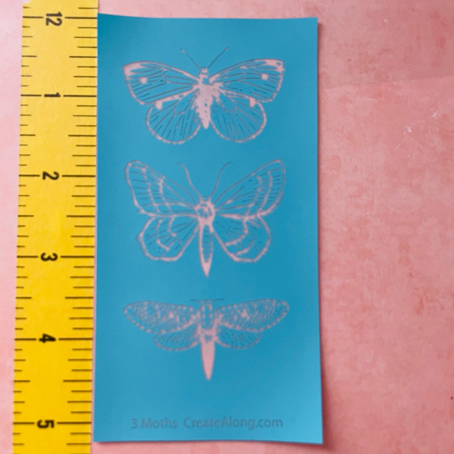 3 Moths polymer clay silk screen stencil