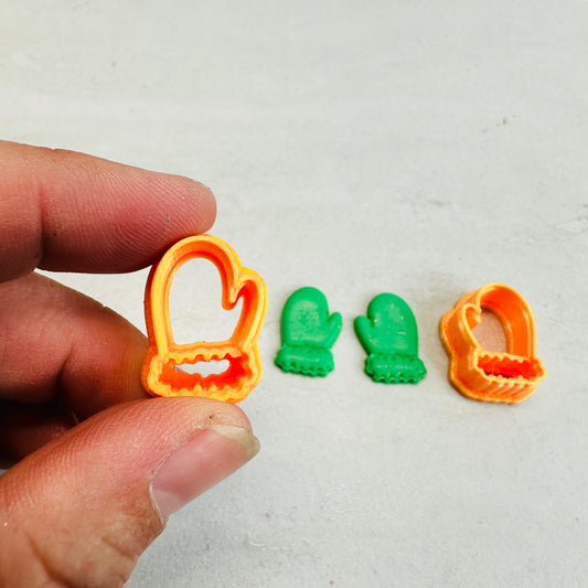 Mittens with Cuffs clay earring stud mini cutters set Christmas Winter