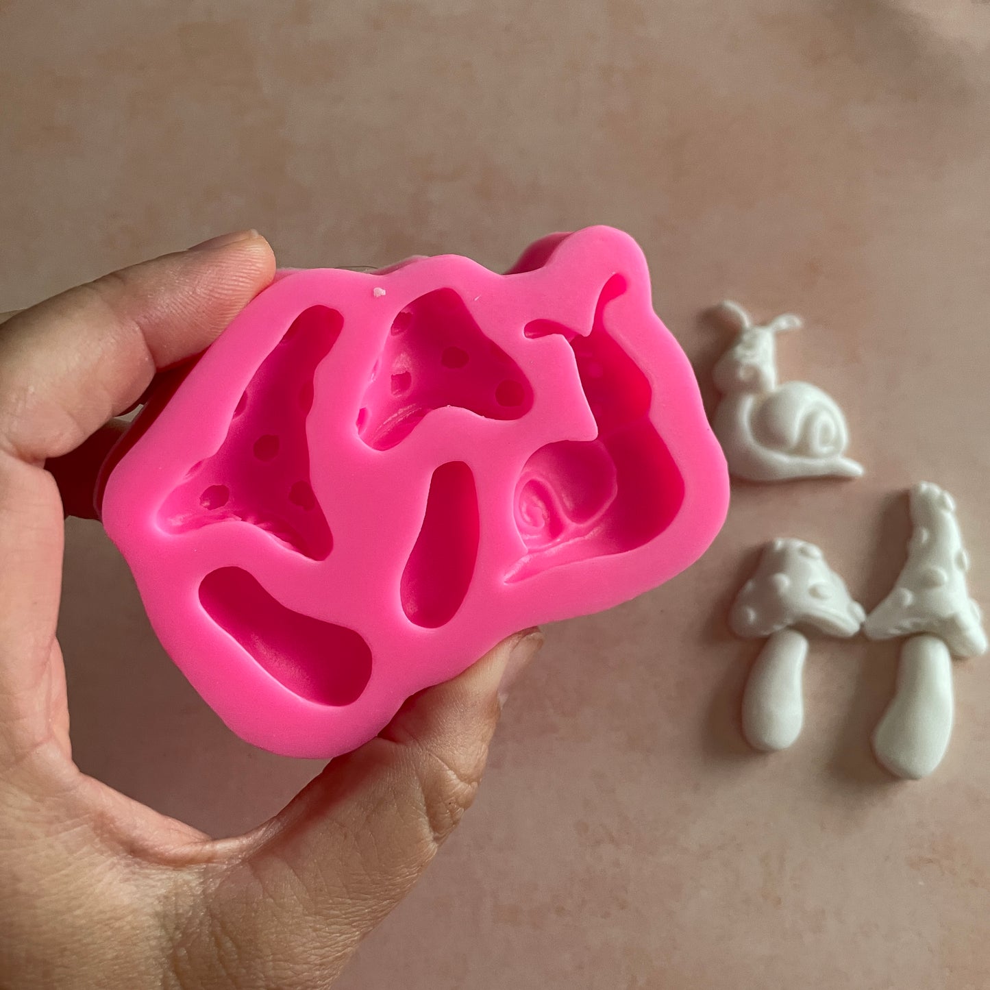 Snail and Mushrooms polymer clay resin silicone clay and food safe mold fairy doors