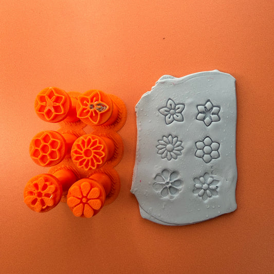 Texture Tips Flower Mini Stamps with Handles | Set of 6 | 15mm