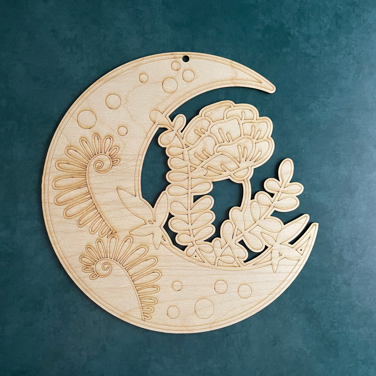 Floral Crescent Moon paint your own wood canvas