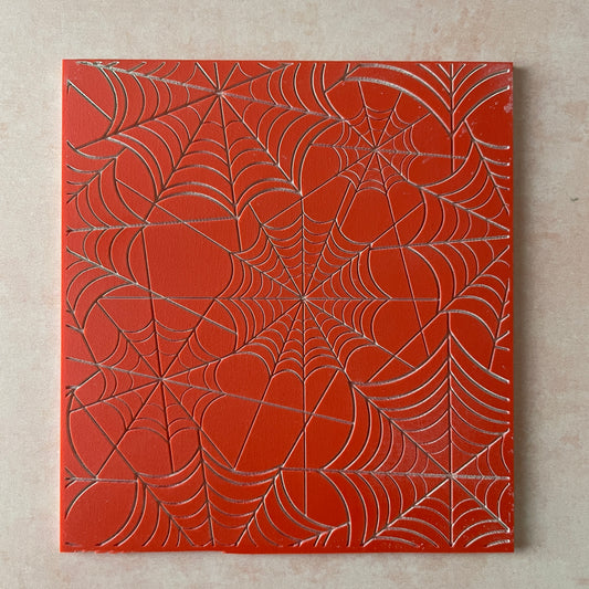 Spider Web Polymer Clay Rubber Stamp Texture Sheet Mat Halloween