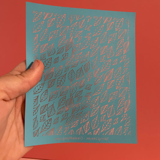 Spring Leaves polymer clay silk screen stencil