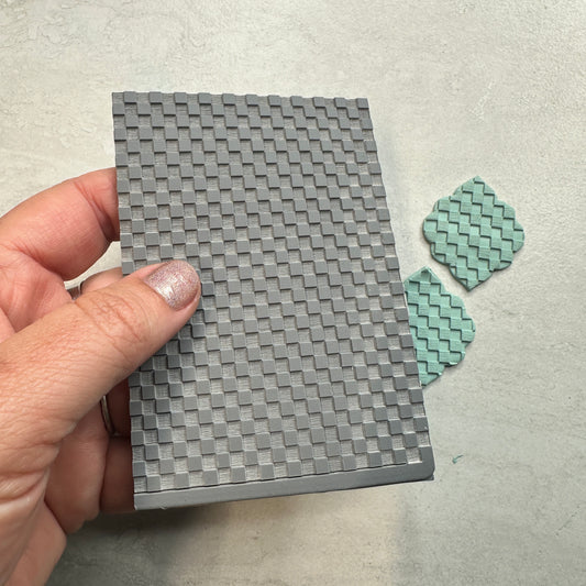 Small Checkerboard Polymer Clay Stamp – 3x4 Inch Rubber  Texture
