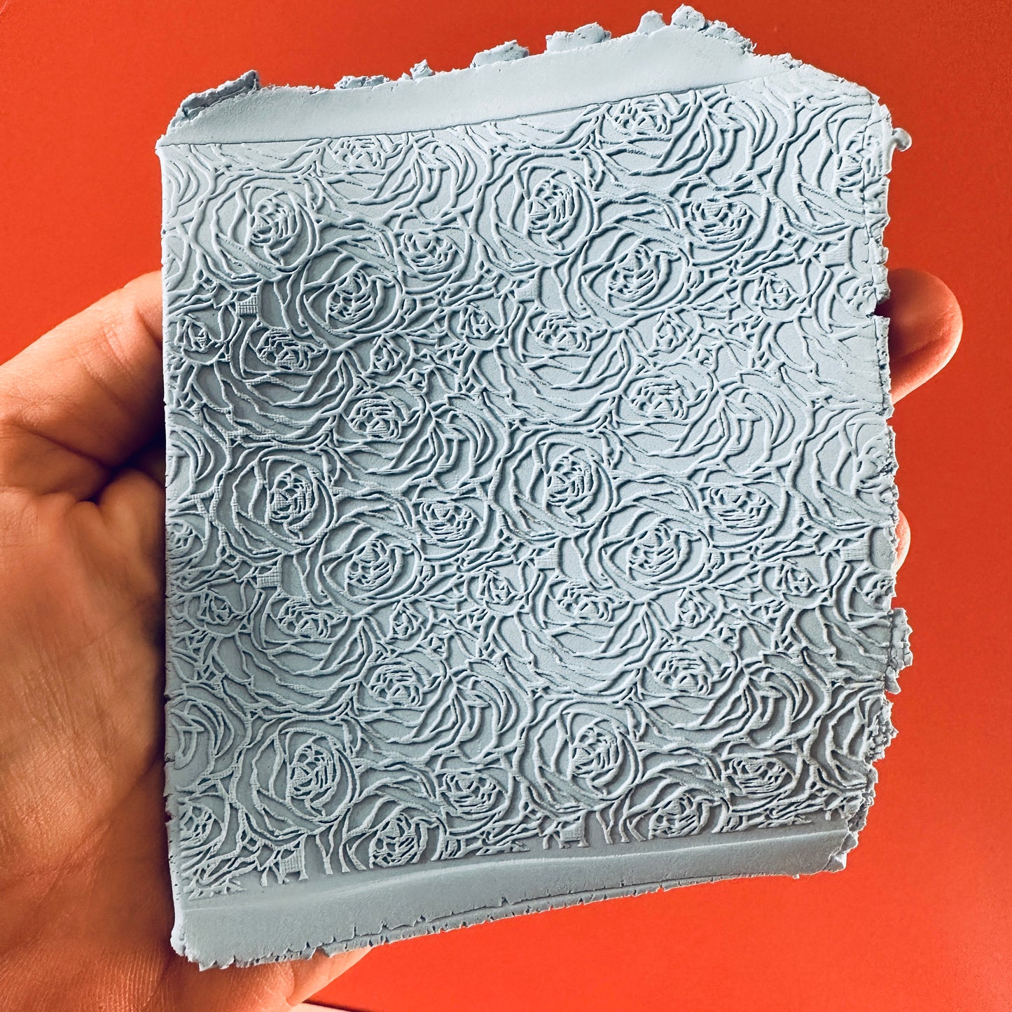 Roses Boho Rubber Stamp Polymer Clay Texture Sheet Mat | rose stamp