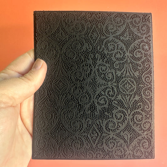 Mosaic Floor - Jumbo 4x5 Inch Polymer Clay Black Rubber Texture Stamp