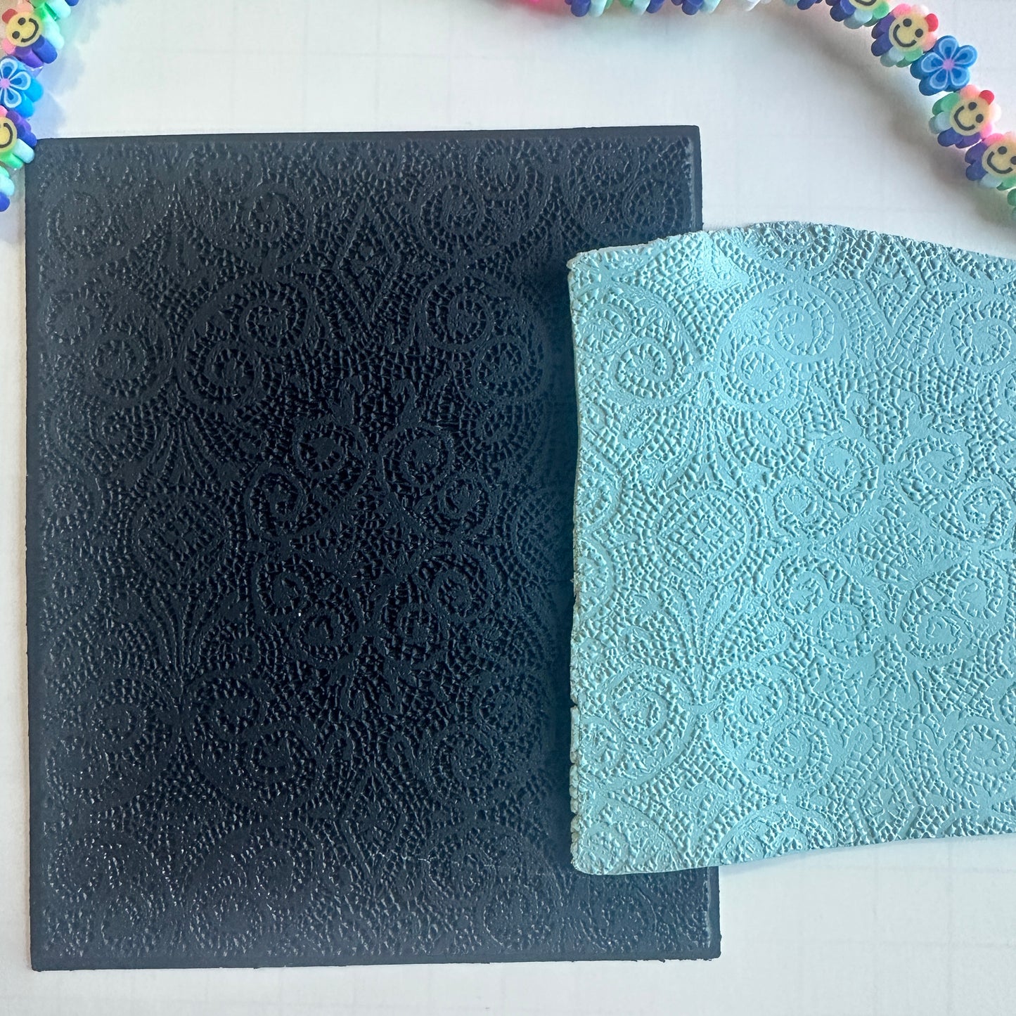 Mosaic Floor - Jumbo 4x5 Inch Polymer Clay Black Rubber Texture Stamp