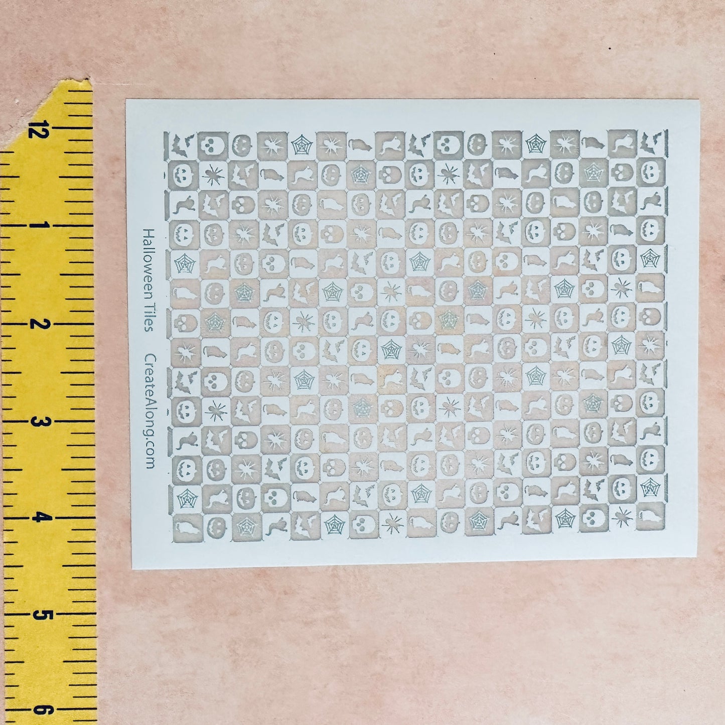 Halloween Tiles pumpkin bat Skull Silk Screen Stencil for Polymer Clay, Art Jewelry, Mixed Media