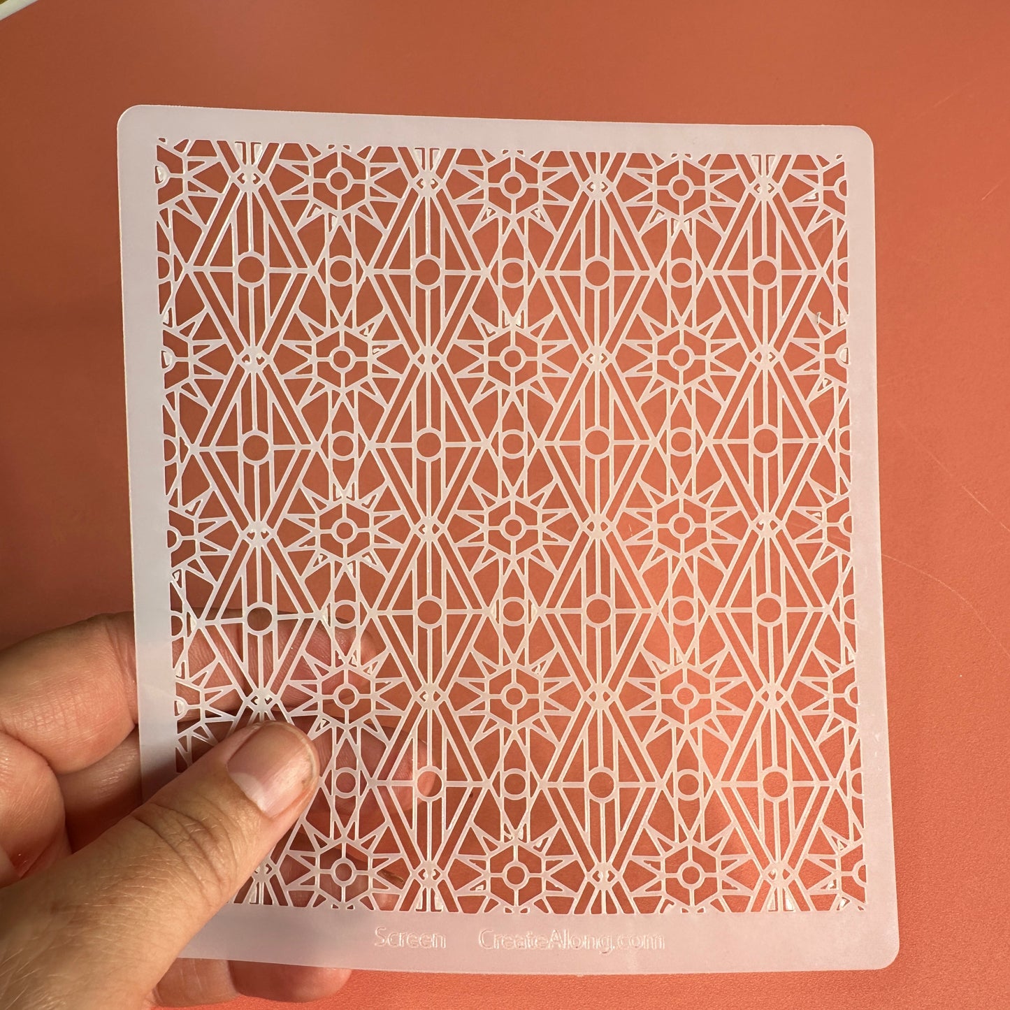 Sacred Shrine Polymer Clay Stencil – 5x5 Inch Mylar Texture Sheet | Stained Glass Geometric Design