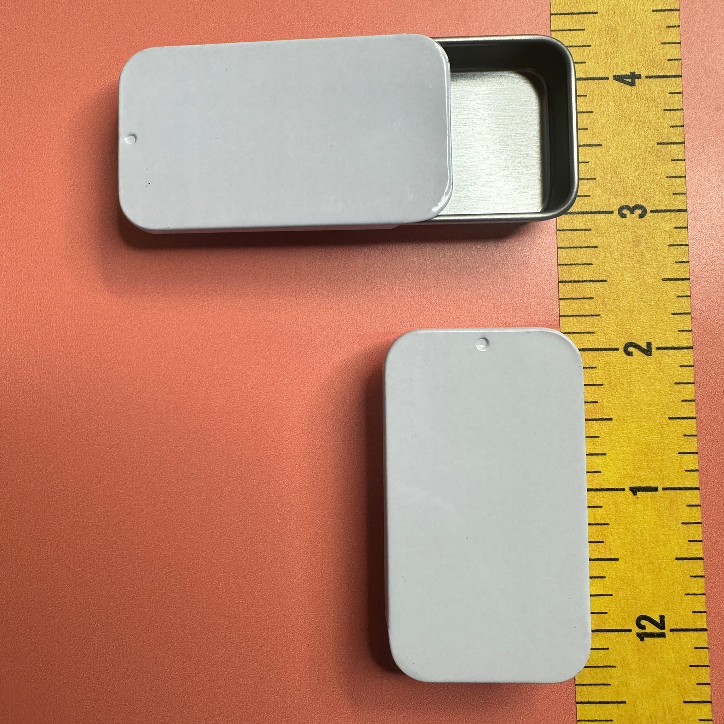 Small Slide-Top Tin Pair – 2 Inch Glossy White Metal Tins for Polymer Clay Mixed Media