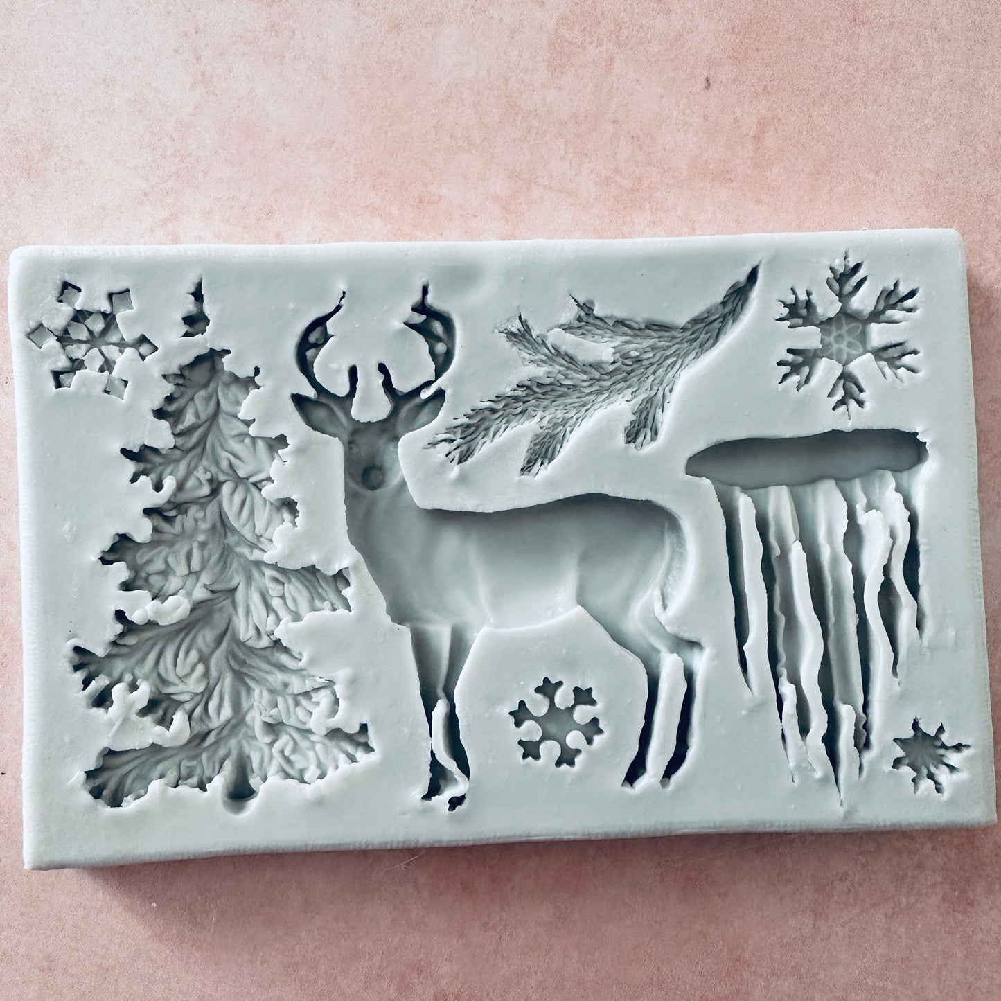 Deer Tree and Ice Winter Clay mold