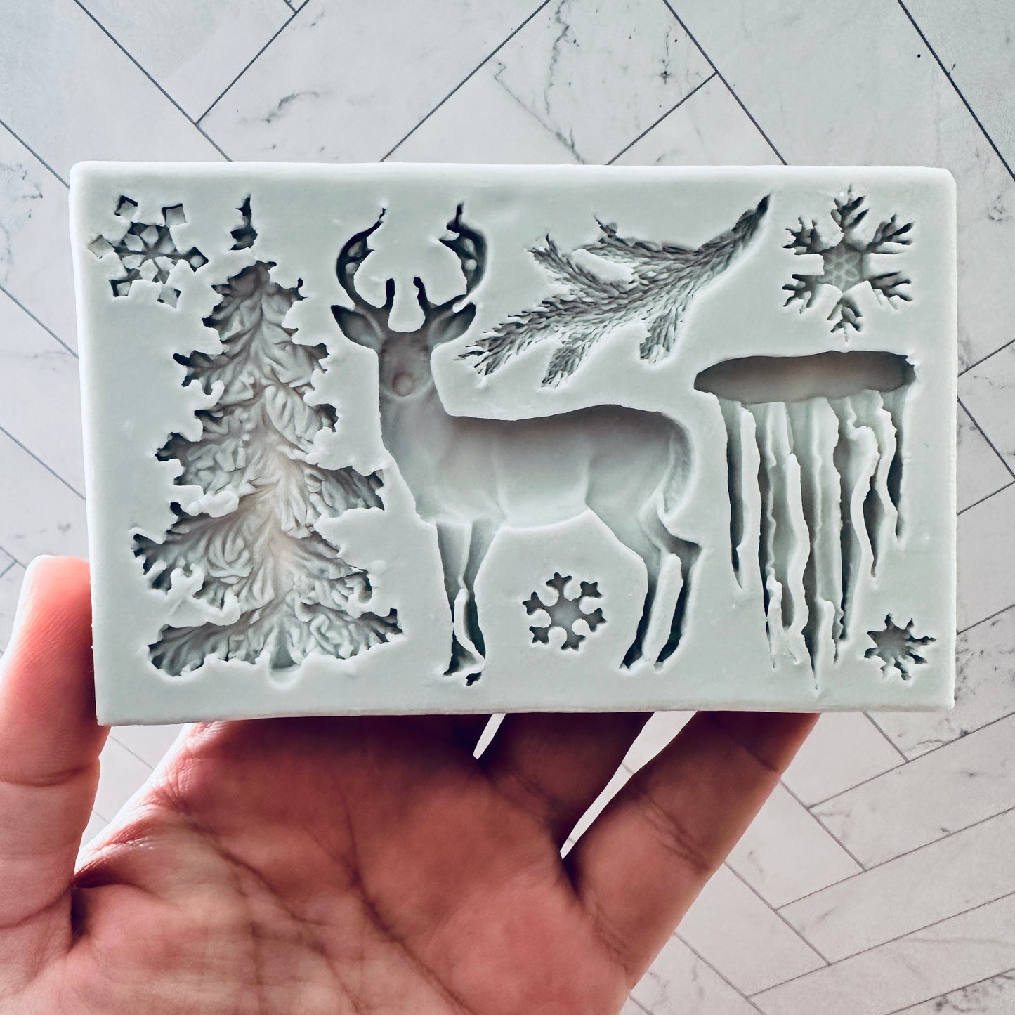 Deer Tree and Ice Winter Clay mold