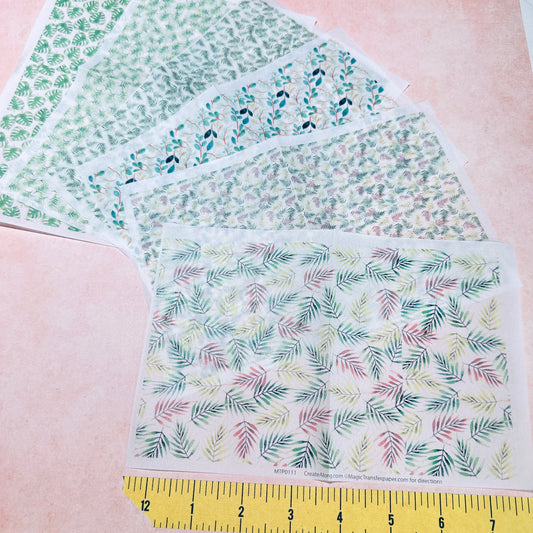 Leaf Patterns Magic Transfer Paper half sheet printed ready to use
