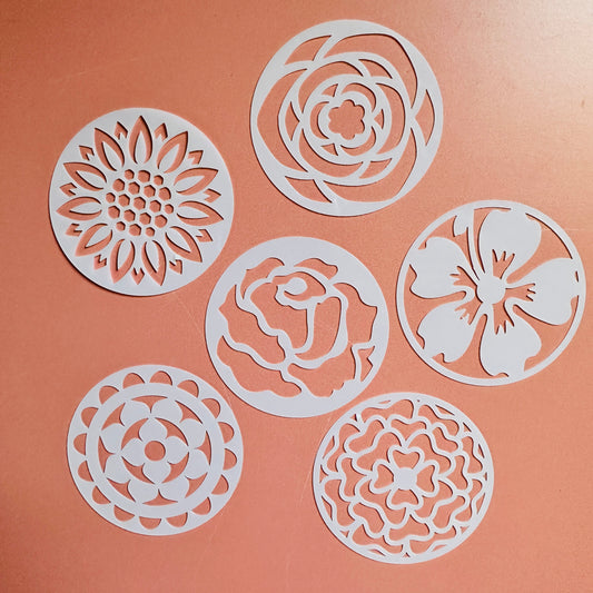 Ring Around the Rosies Stencil Set – 6-Piece 2.5" Floral Stencil Set for Earrings, Pendants, Coasters & Artist Coins