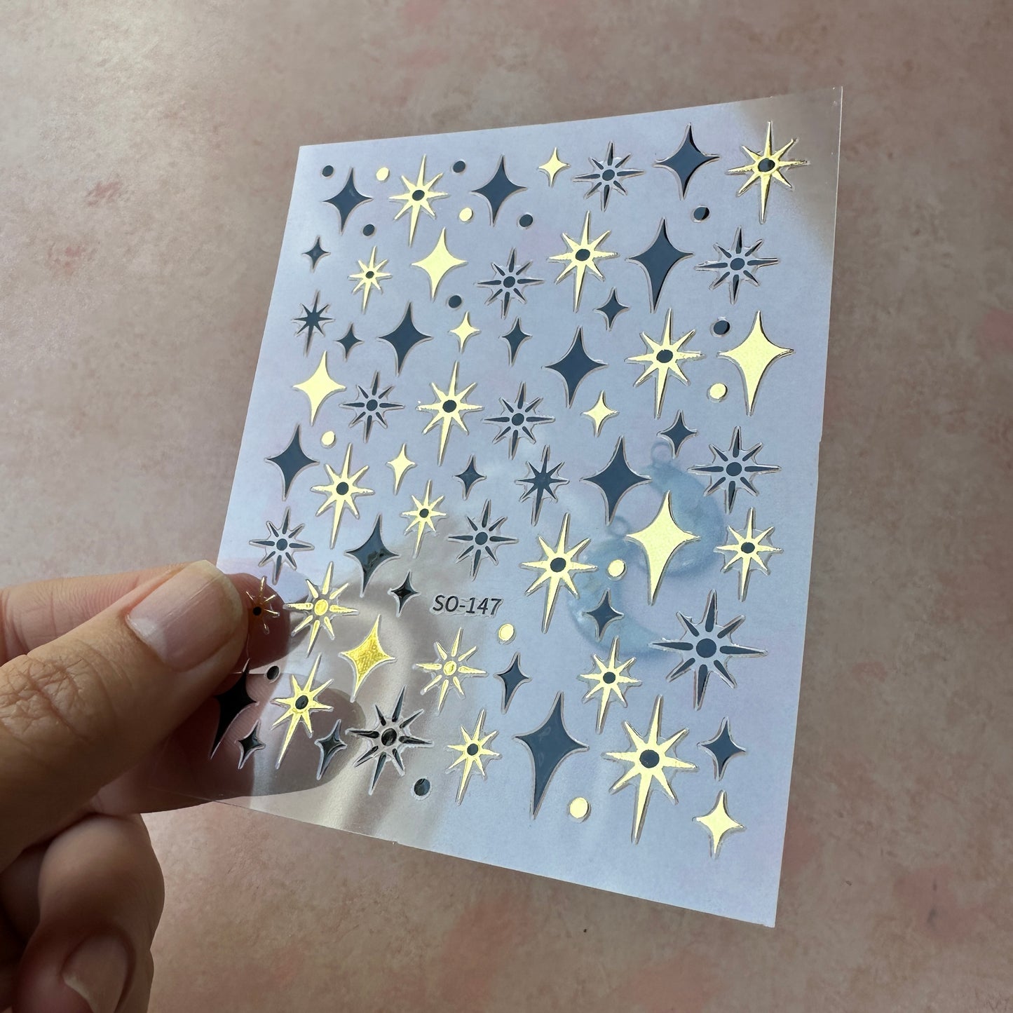 Multi Celestial Sparkle Stickers embed in resin and liquid clay - black + white