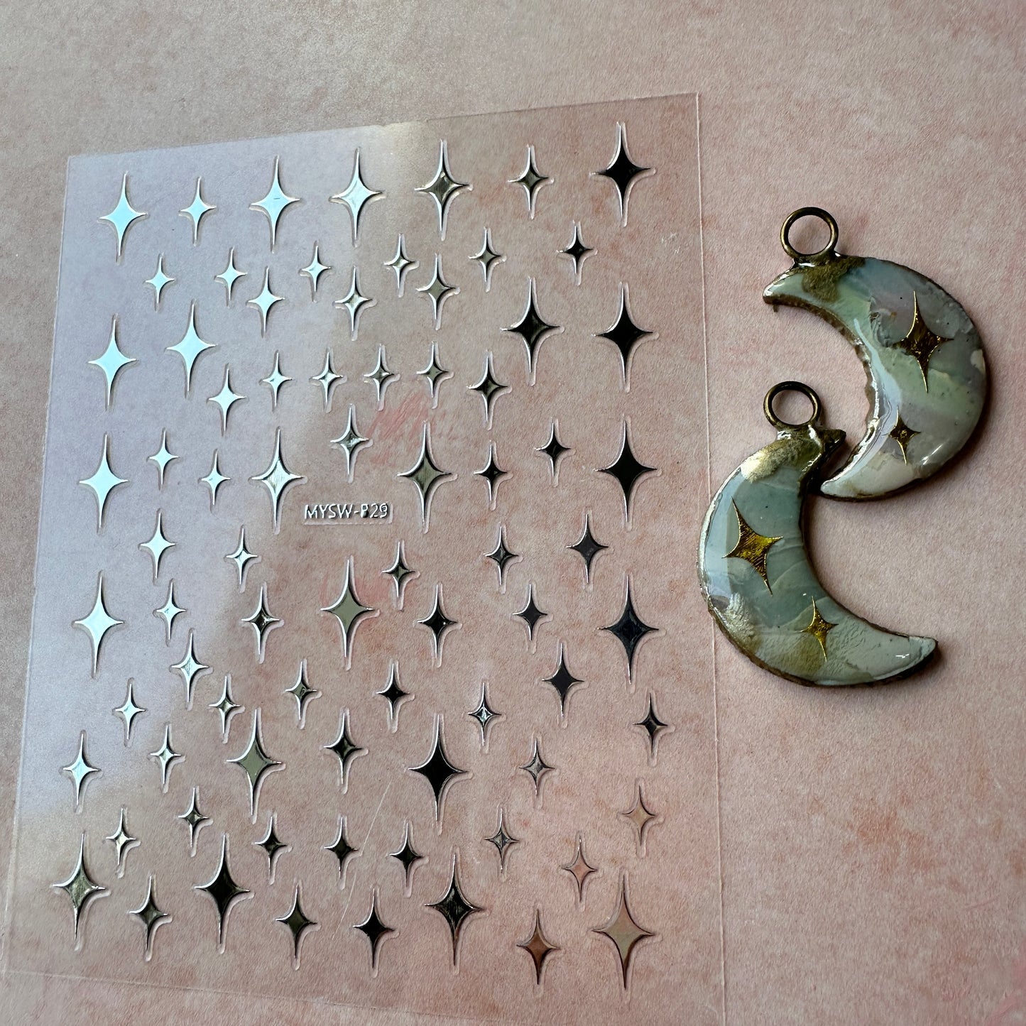 Multi-Size Tiny Sparkle Stickers embed in resin and liquid clay -  silver or gold